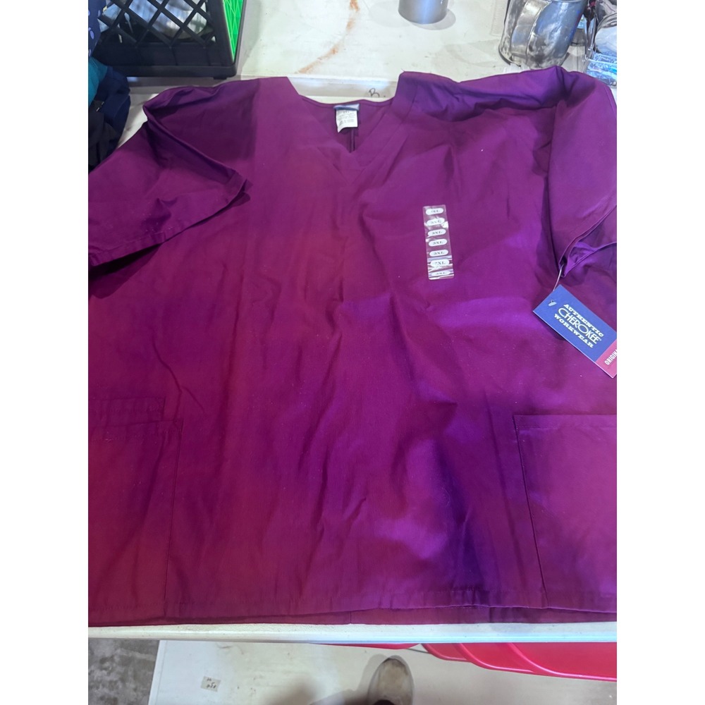 Cherokee Workwear Originals Scrub Top V-Neck Purple 3XL NWT 4700